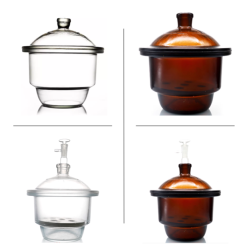 Laboratory Glass Vacuum Desiccator / Drying Chamber – Lead-Free, Transparent or Amber | 150–400 mm